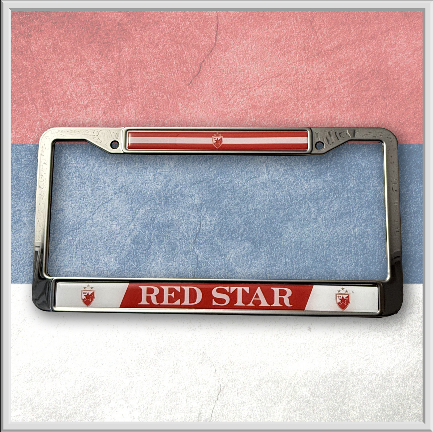 RED STAR - CRVENA ZVEZDA Stainless Steel License Frame - US Size - Fro Cars