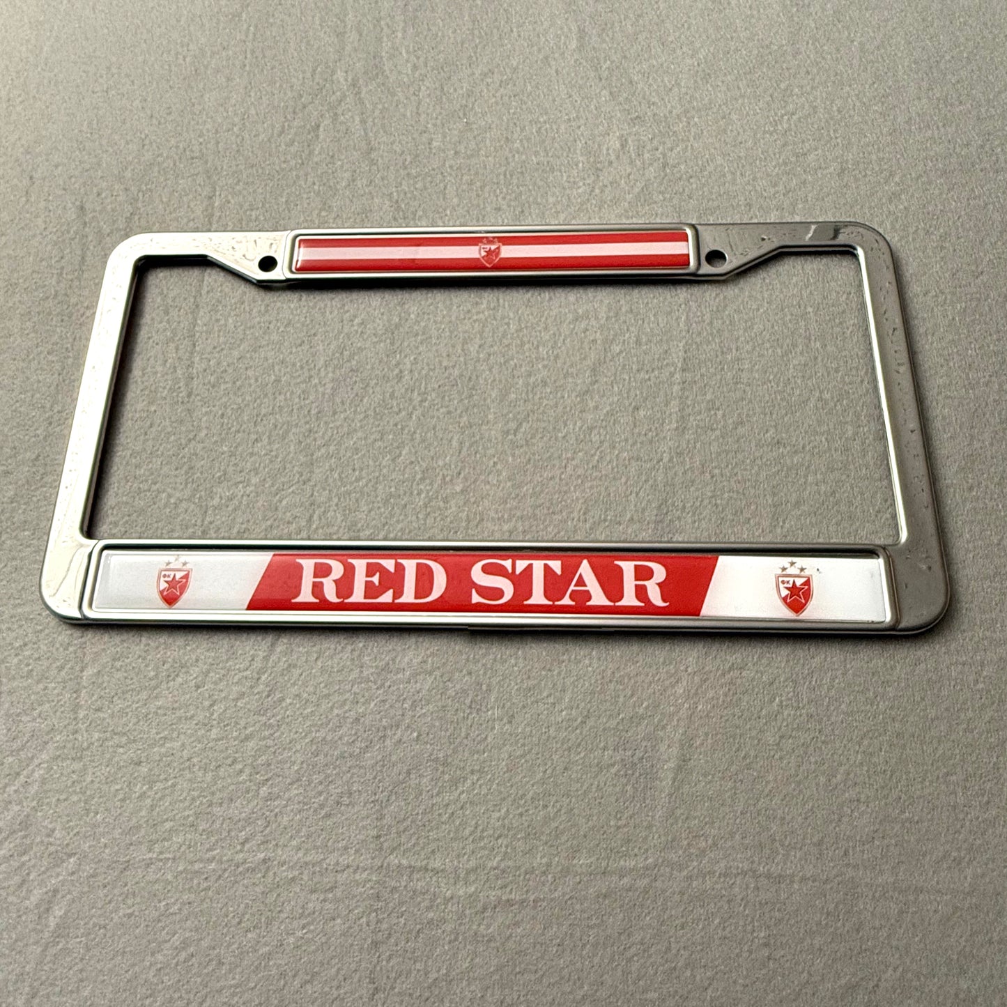 RED STAR - CRVENA ZVEZDA Stainless Steel License Frame - US Size - Fro Cars