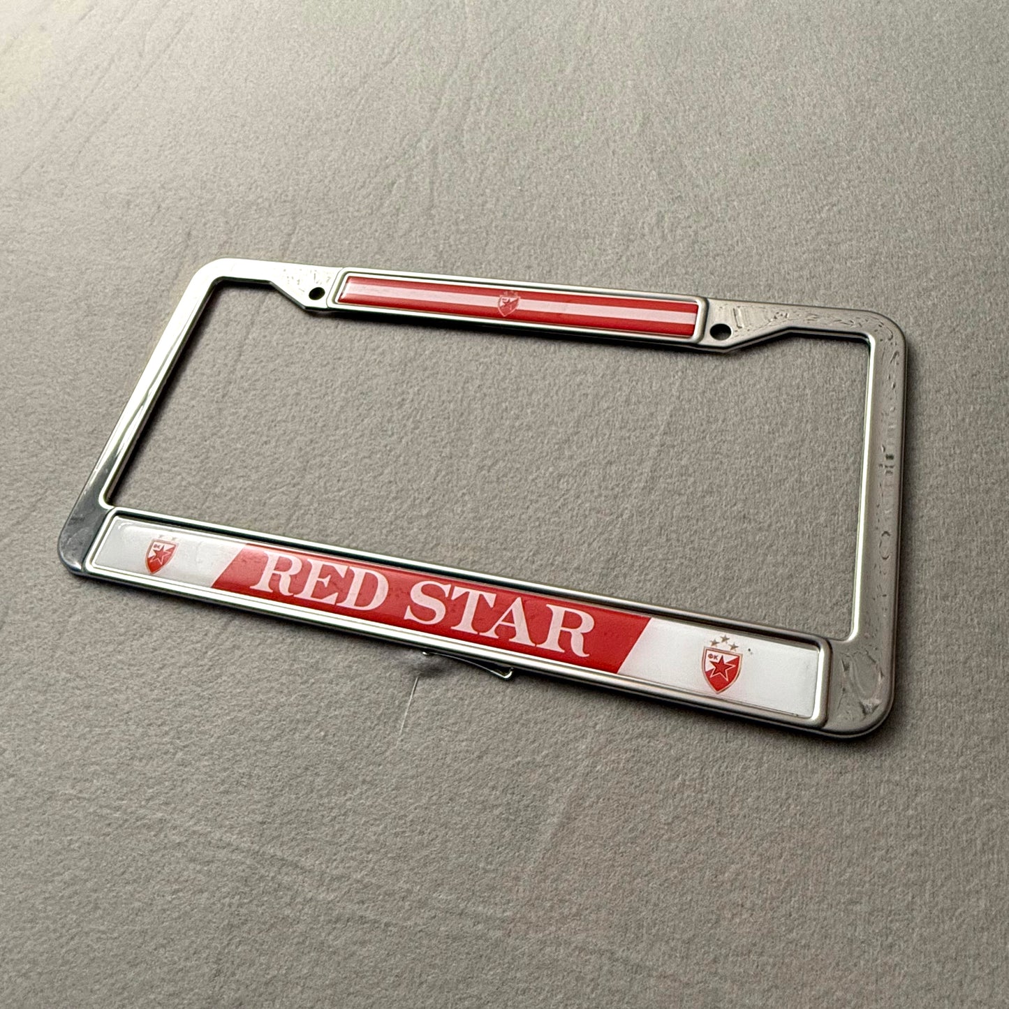 RED STAR - CRVENA ZVEZDA Stainless Steel License Frame - US Size - Fro Cars