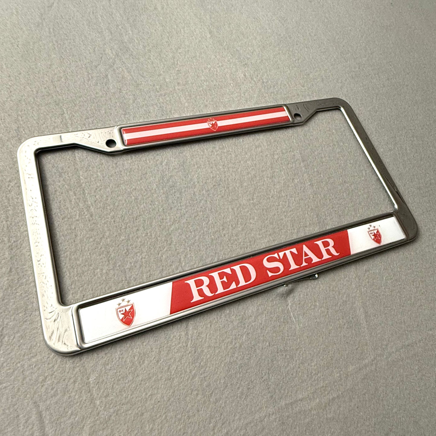 RED STAR - CRVENA ZVEZDA Stainless Steel License Frame - US Size - Fro Cars