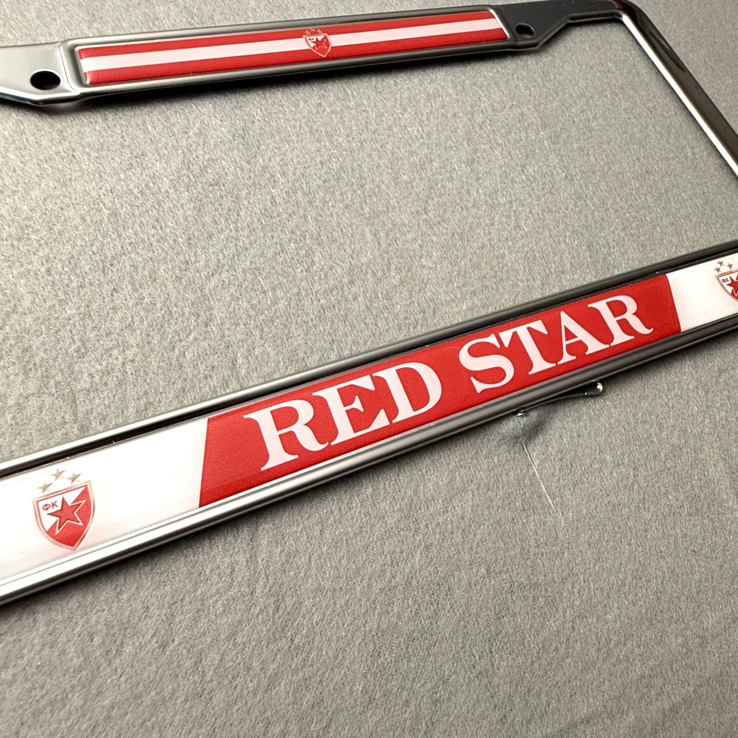 RED STAR - CRVENA ZVEZDA Stainless Steel License Frame - US Size - Fro Cars