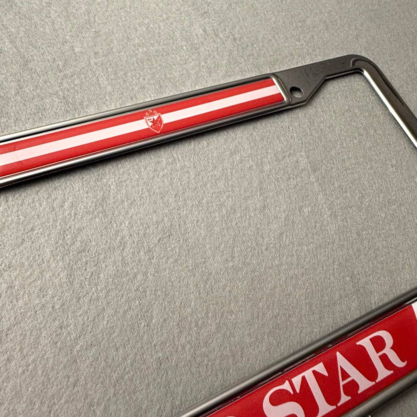 RED STAR - CRVENA ZVEZDA Stainless Steel License Frame - US Size - Fro Cars