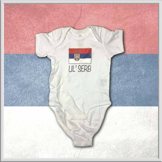 Lil' Serb -Mali Srbin - Serbian Onesie shirt for Lil' Serbs - White