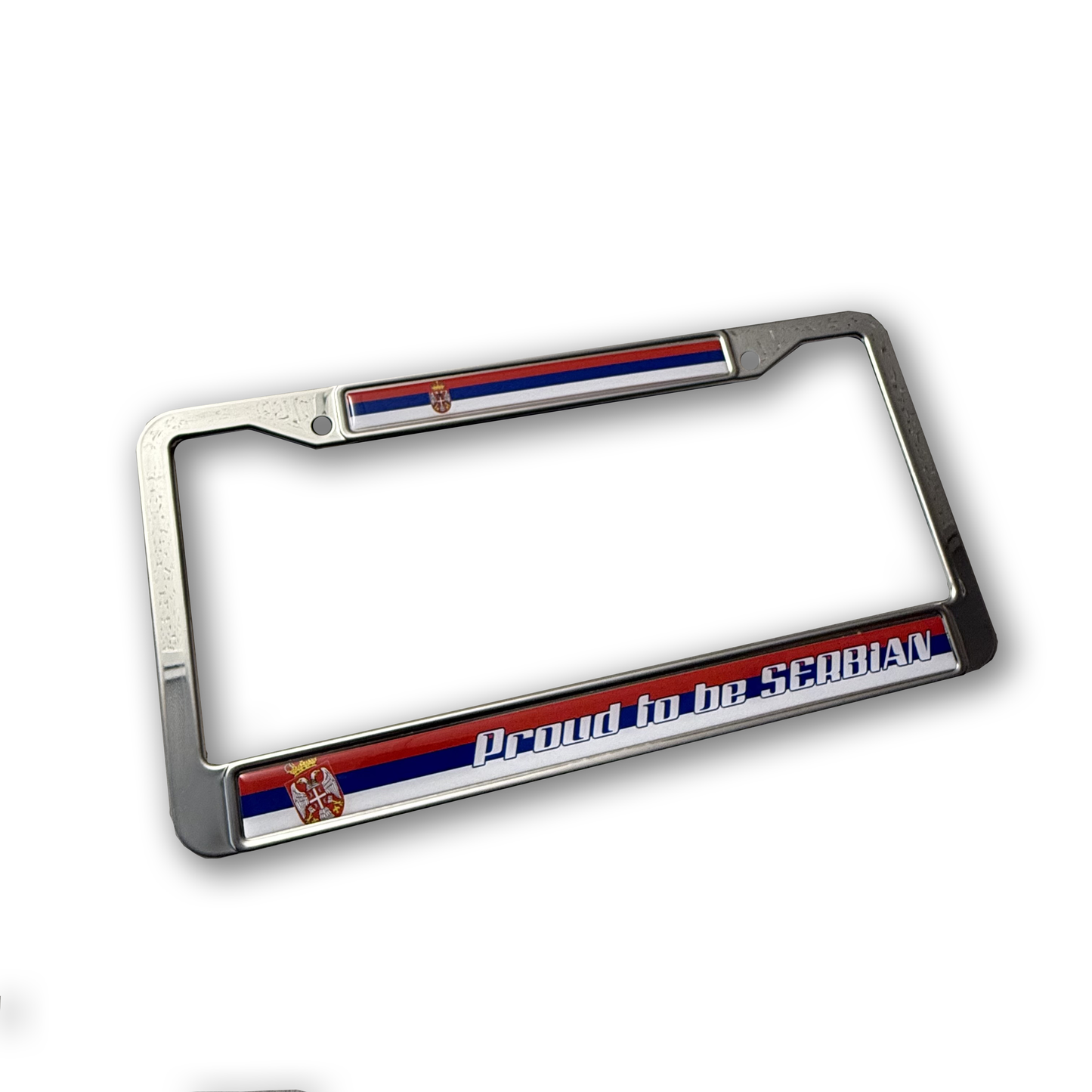 Proud To Be Serbian Stainless Steel License Frame - US Size - For Cars