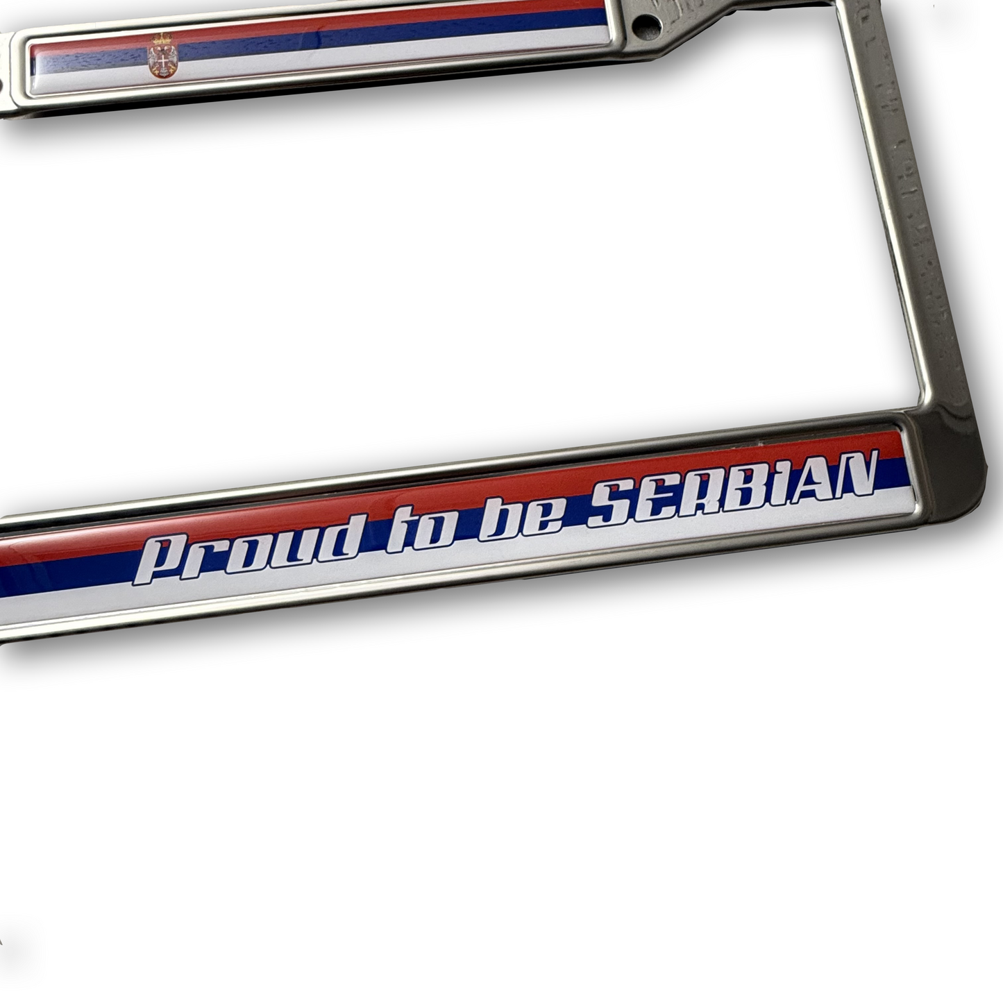 Proud To Be Serbian Stainless Steel License Frame - US Size - For Cars