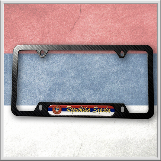 REPUBLIKA SRPSKA Carbon Look License Frame - US Size - For Cars