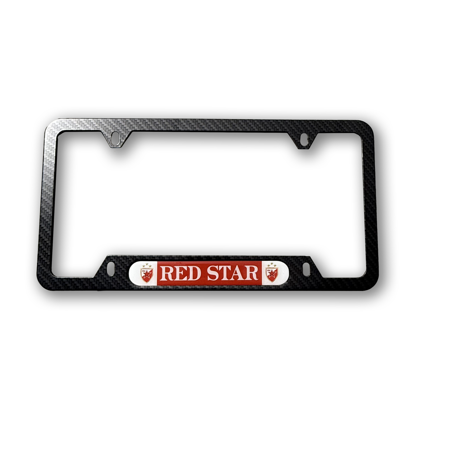 RED STAR Carbon Look License Frame - CRVENA ZVEZDA - US Size - For Cars