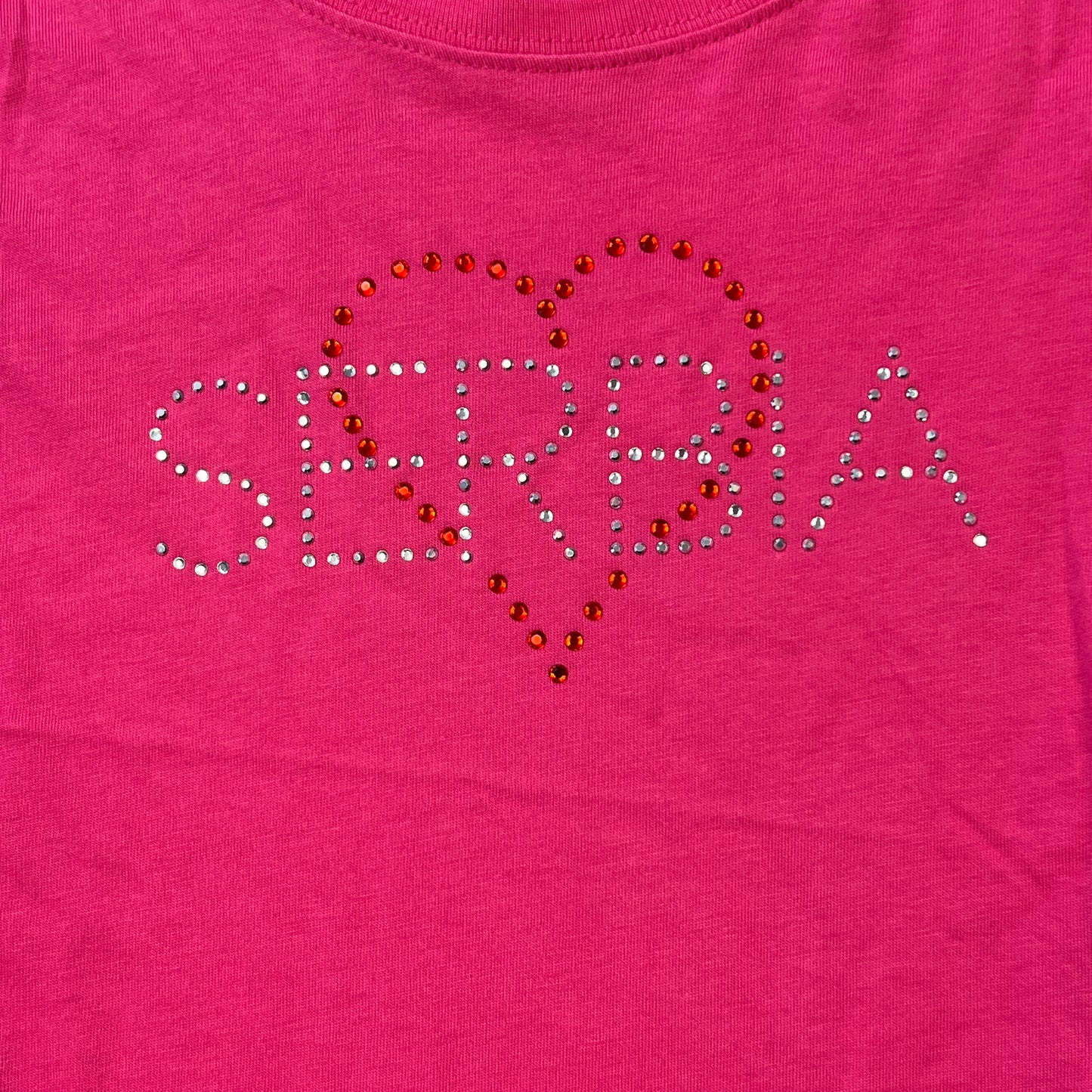 SRBIJA Heart Rhinestones - Serbian Kids T-Shirt - Raspberry