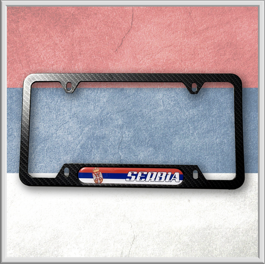 SERBIA Carbon Look License Frame - US Size - For Cars