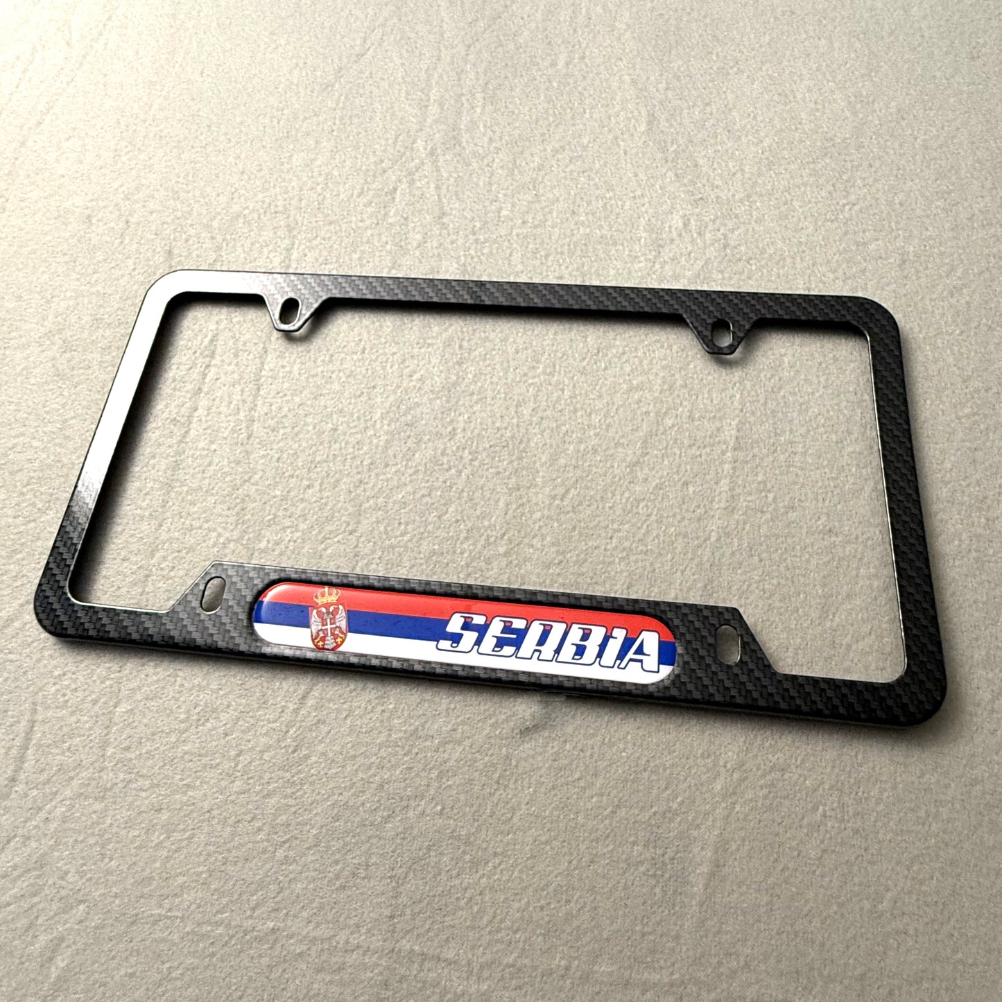 SERBIA Carbon Look License Frame - US Size - For Cars