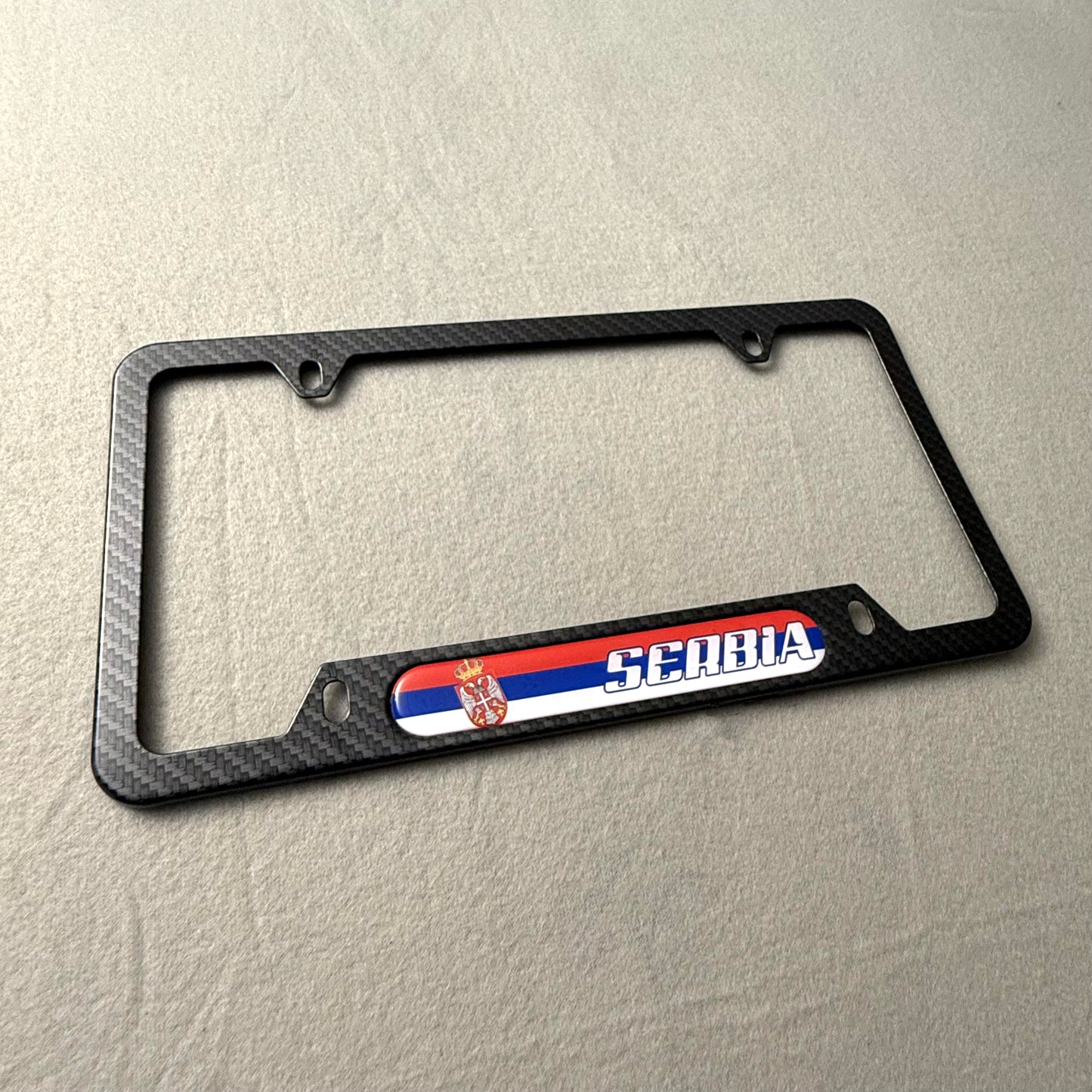 SERBIA Carbon Look License Frame - US Size - For Cars