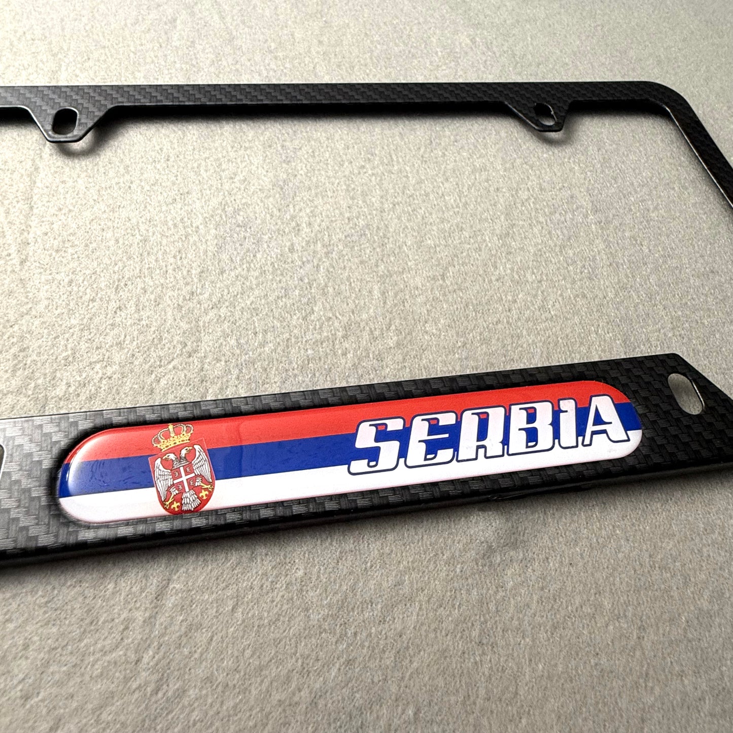 SERBIA Carbon Look License Frame - US Size - For Cars